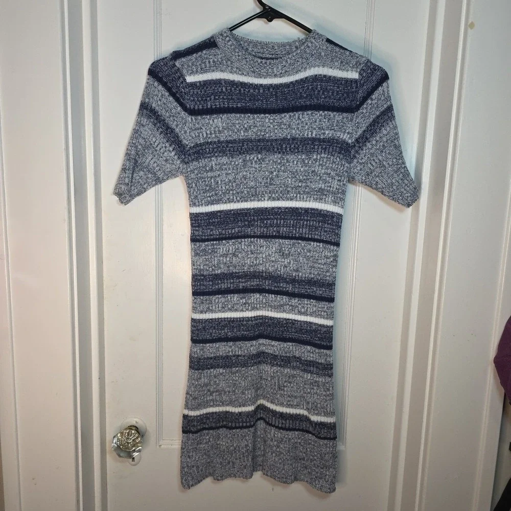 Y2K Women's‎ striped knit Mini whimsy sweater Dress Small